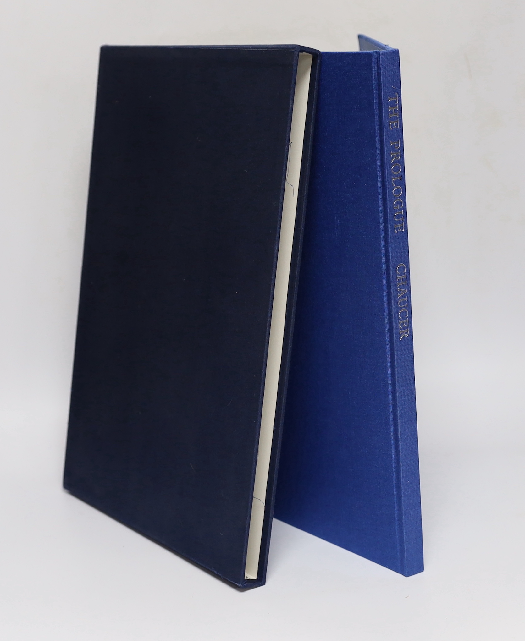 Chaucer, Geoffrey - King, Ronald (illustrator) - The Prologue to Canterbury Tales, 2nd edition, one of 250 initialled by King, folio, blue cloth, with 14 bound in colour screen prints and a prospectus, Circle Press, Guil